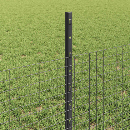 vidaXL Welded Wire Fence with Posts 100 x 0.5 m PVC-Coated Steel Grey 4