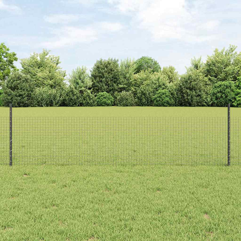 vidaXL Welded Wire Fence with Posts 100 x 0.5 m PVC-Coated Steel Grey 1
