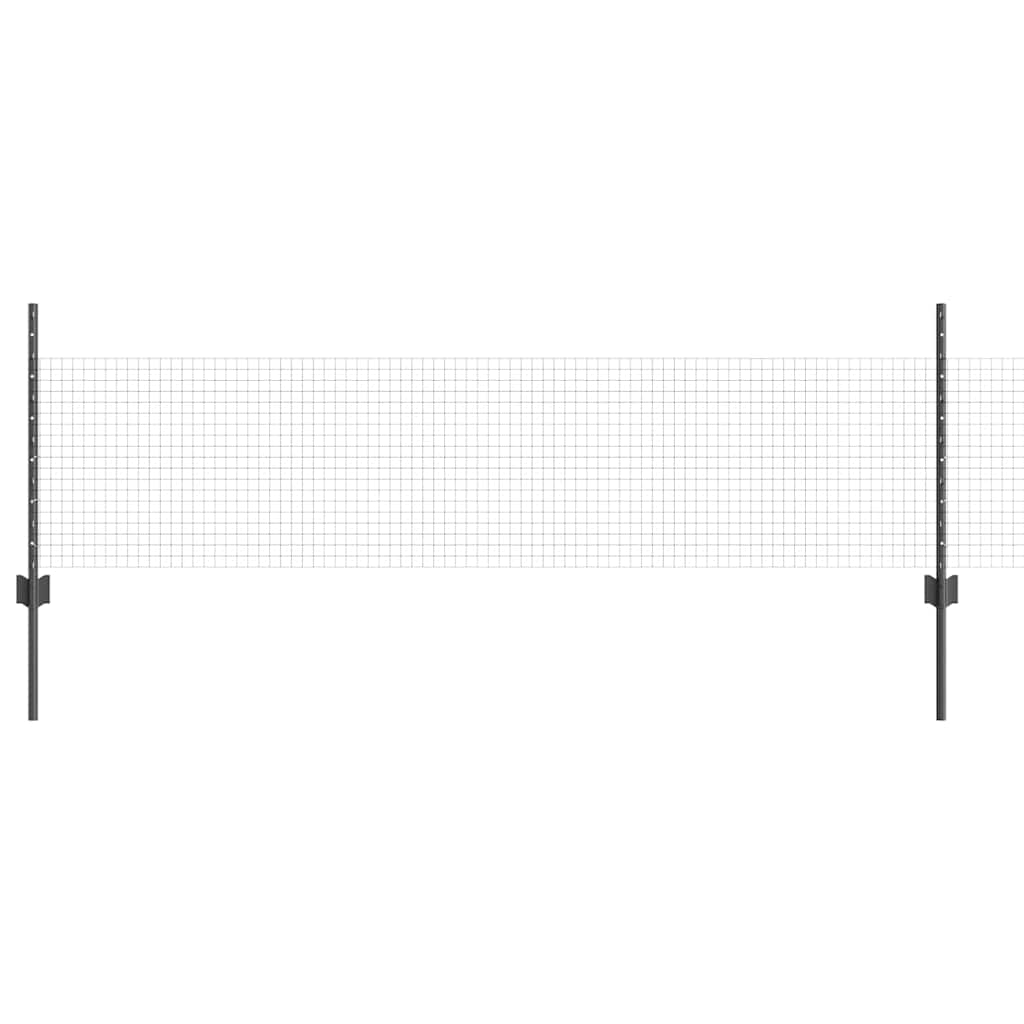 vidaXL Welded Wire Fence with Posts 100 x 0.5 m PVC-Coated Steel Grey 2