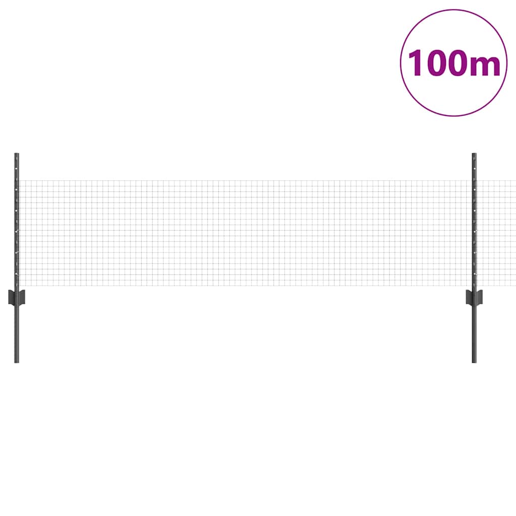 vidaXL Welded Wire Fence with Posts 100 x 0.5 m PVC-Coated Steel Grey 3