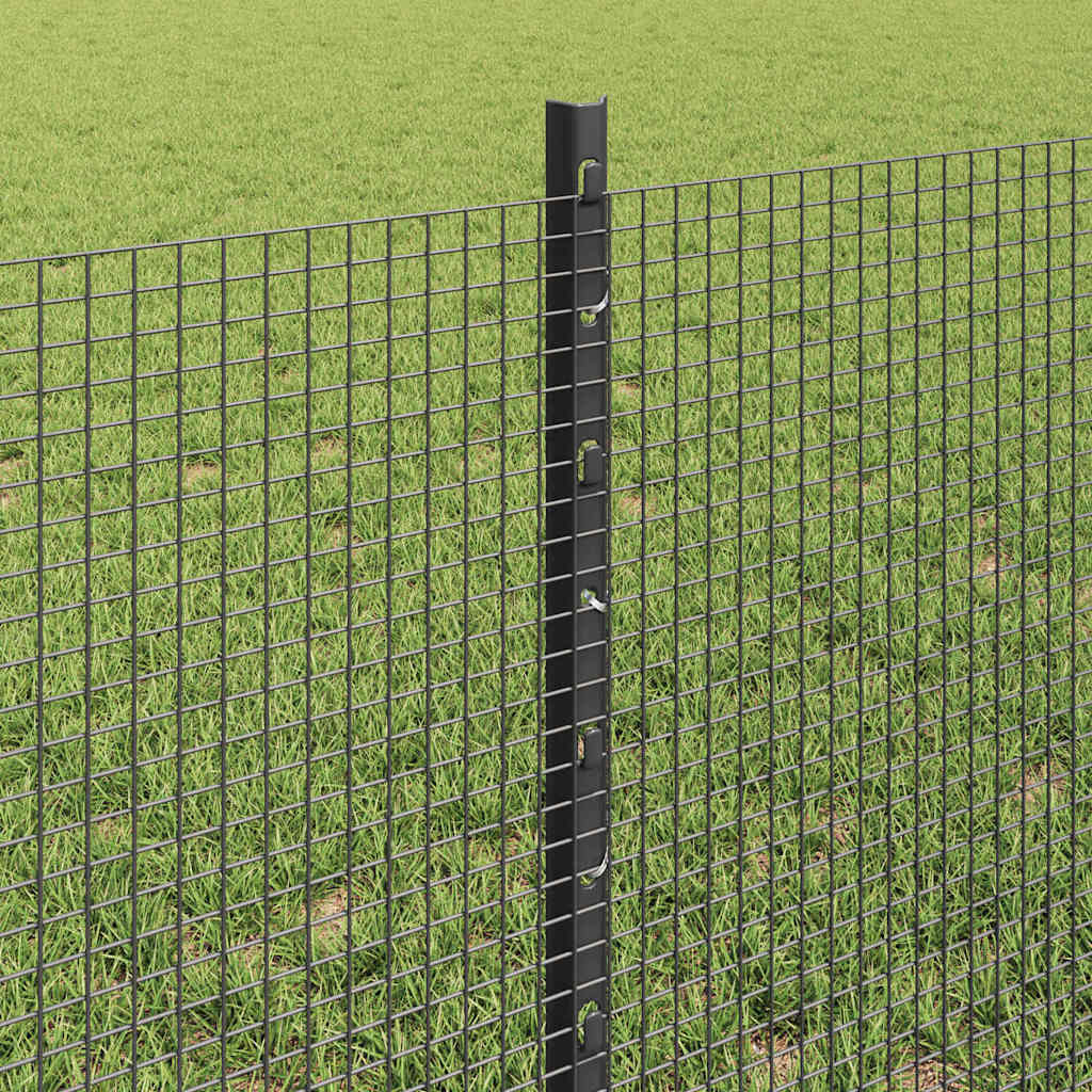 vidaXL Welded Wire Fence with Posts 100 x 0.6 m PVC-Coated Steel Grey 4
