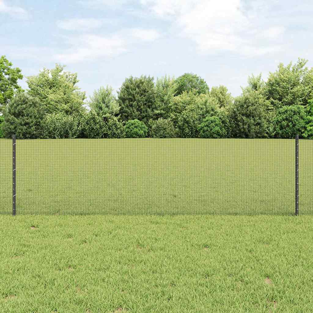 vidaXL Welded Wire Fence with Posts 100 x 0.6 m PVC-Coated Steel Grey 1