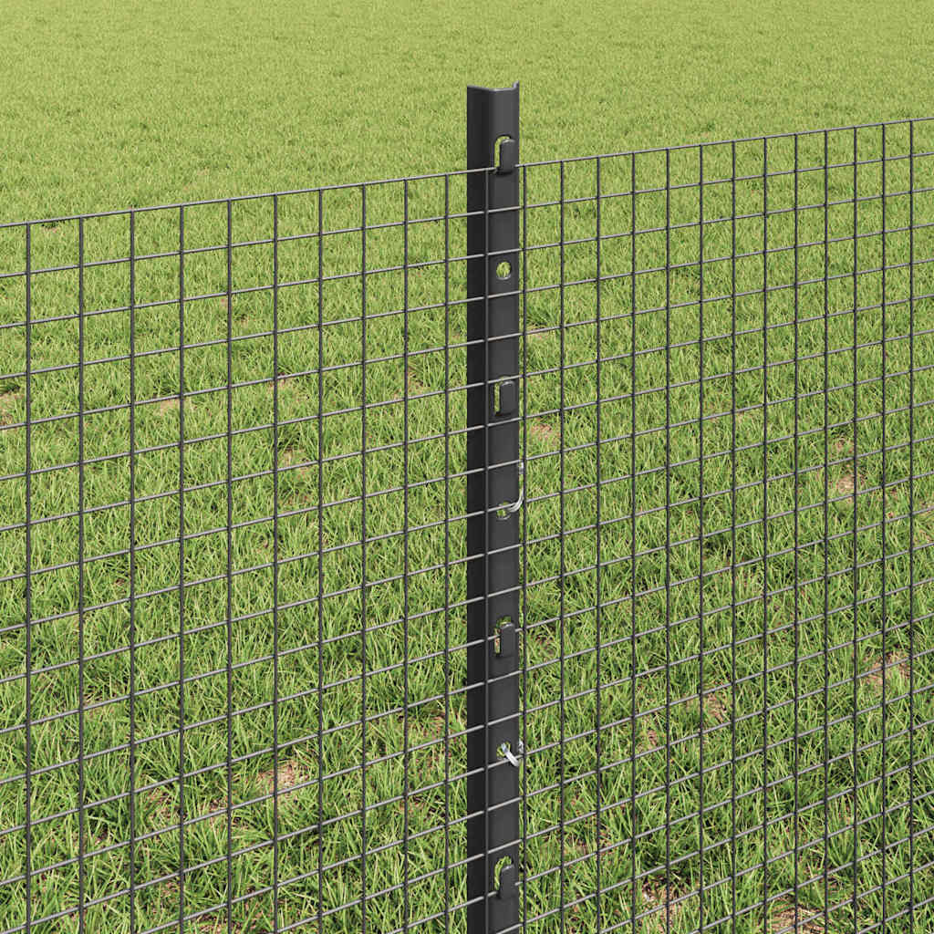 vidaXL Welded Wire Fence with Posts 100 x 0.6 m PVC-Coated Steel Grey 4