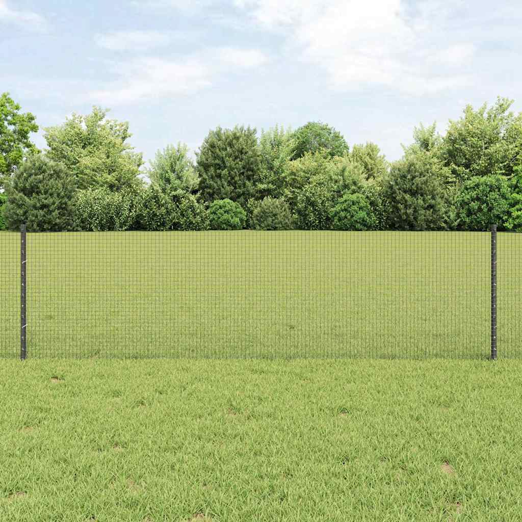 vidaXL Welded Wire Fence with Posts 100 x 0.6 m PVC-Coated Steel Grey 1