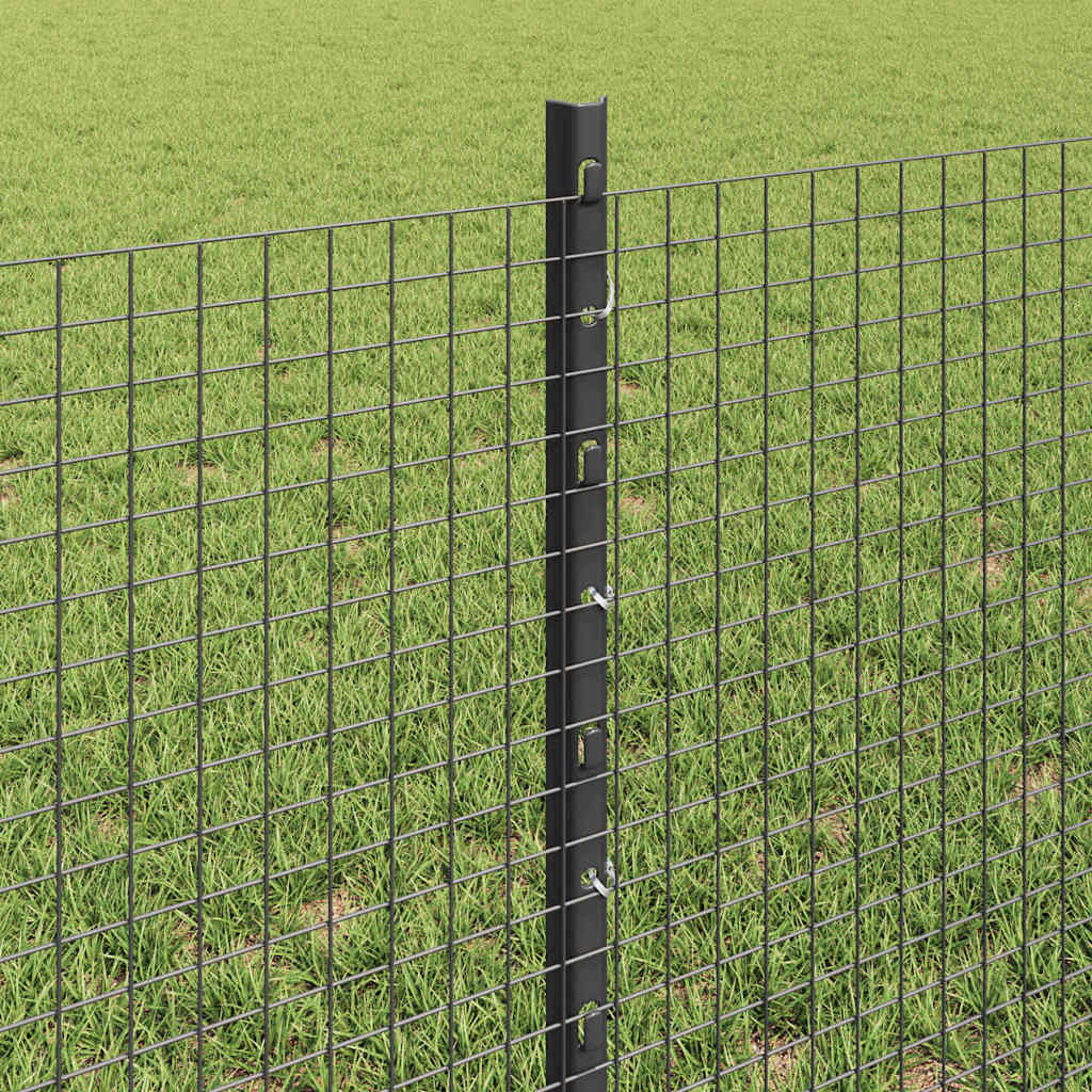 vidaXL Welded Wire Fence with Posts 100 x 0.6 m PVC-Coated Steel Grey 4