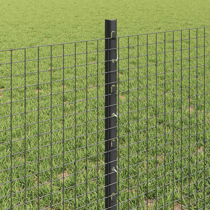 vidaXL Welded Wire Fence with Posts 100 x 0.6 m PVC-Coated Steel Grey 4