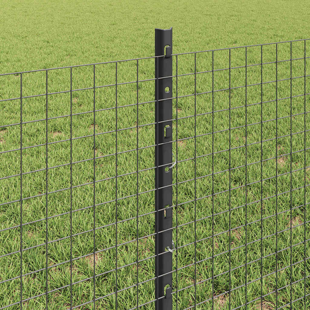 vidaXL Welded Wire Fence with Posts 100 x 0.6 m PVC-Coated Steel Grey 4