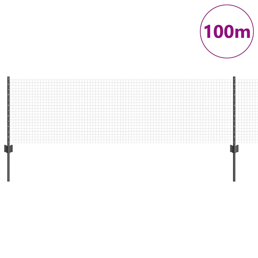 vidaXL Welded Wire Fence with Posts 100 x 0.6 m PVC-Coated Steel Grey 3