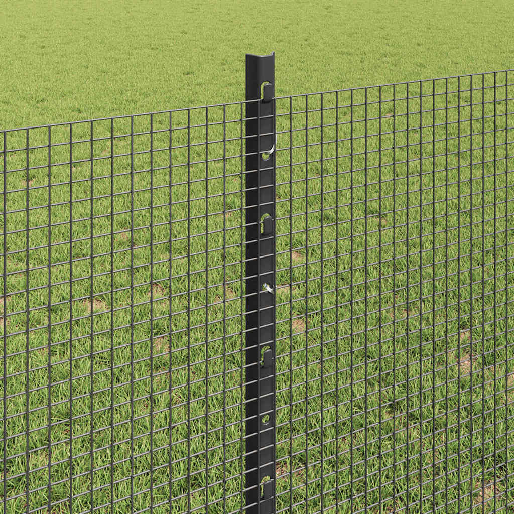 vidaXL Welded Wire Fence with Posts 100 x 0.8 m PVC-Coated Steel Grey 4