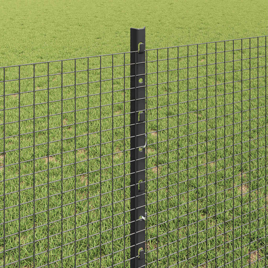 vidaXL Welded Wire Fence with Posts 100 x 0.8 m PVC-Coated Steel Grey 4