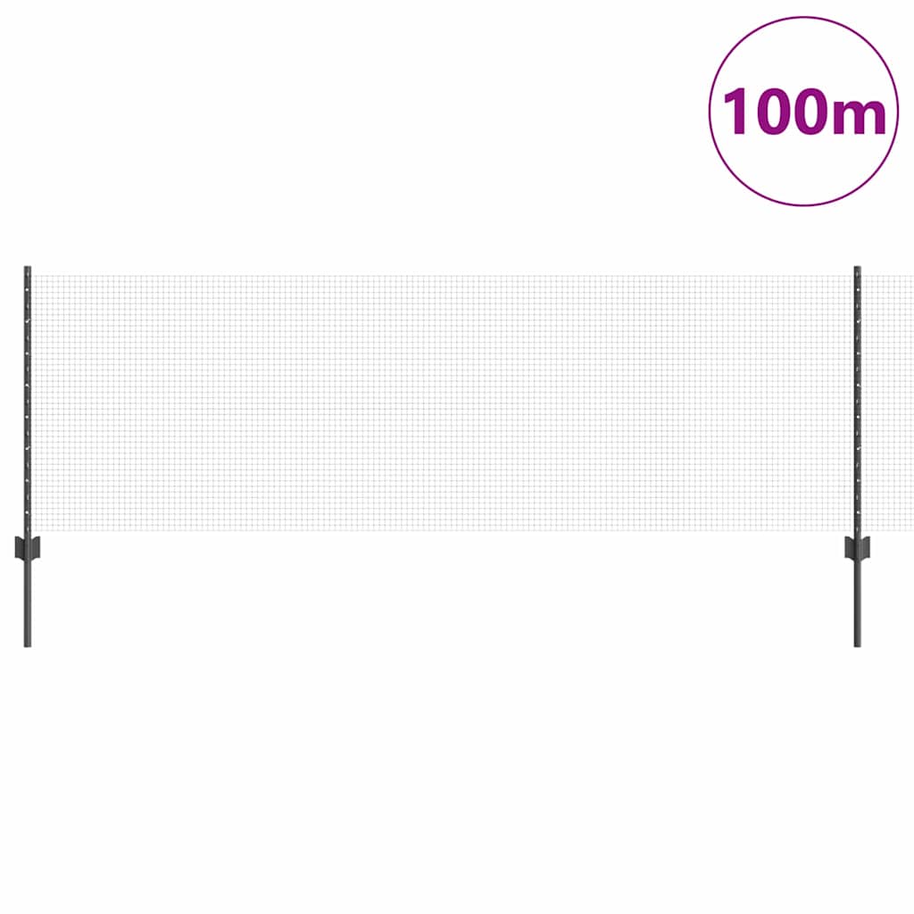 vidaXL Welded Wire Fence with Posts 100 x 0.8 m PVC-Coated Steel Grey 3