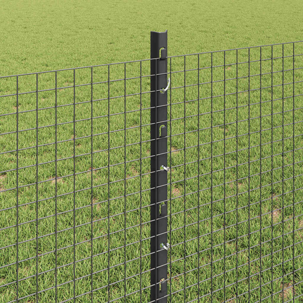 vidaXL Welded Wire Fence with Posts 100 x 0.8 m PVC-Coated Steel Grey 4