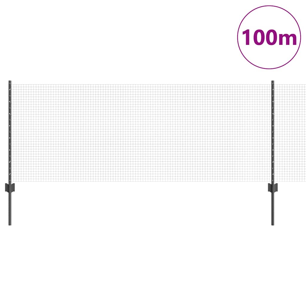 vidaXL Welded Wire Fence with Posts 100 x 0.8 m PVC-Coated Steel Grey 3