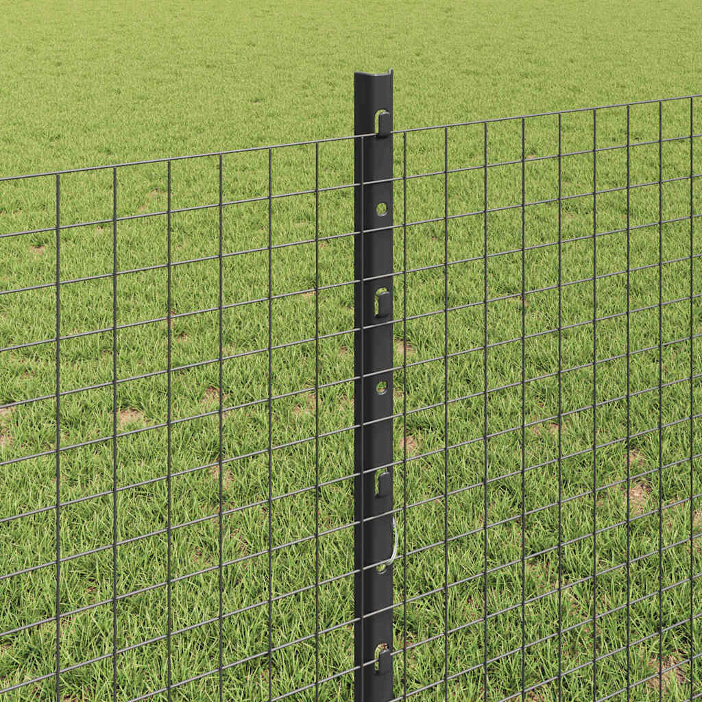vidaXL Welded Wire Fence with Posts 100 x 0.8 m PVC-Coated Steel Grey 4