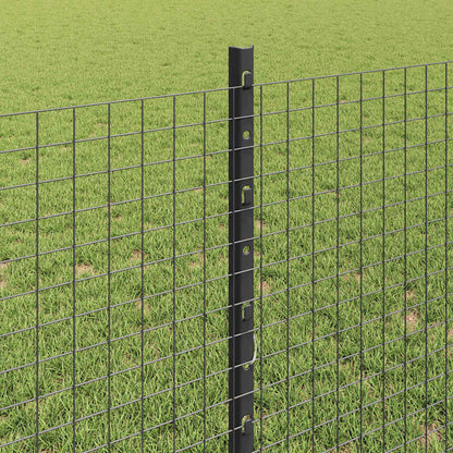 vidaXL Welded Wire Fence with Posts 100 x 0.8 m PVC-Coated Steel Grey 4