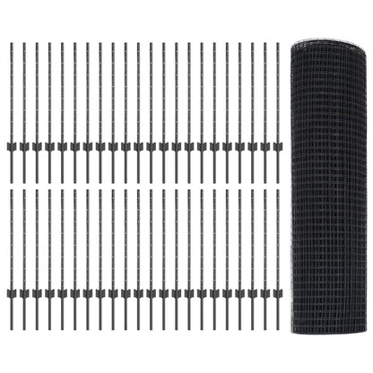 vidaXL Welded Wire Fence with Posts 100 x 0.8 m PVC-Coated Steel Grey 5