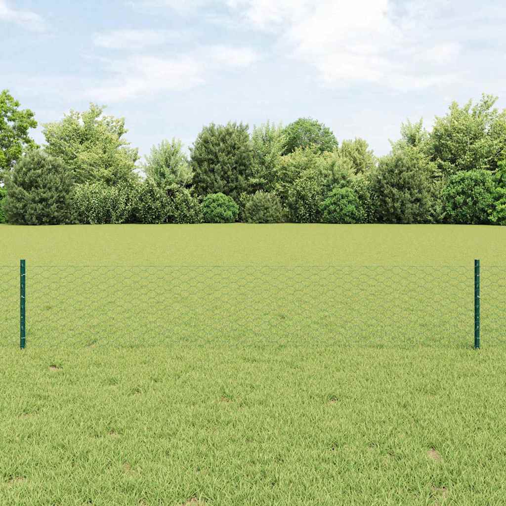 Hexagonal Fence with Post 10 x 0.5 m PVC-Coated Steel Green 10 x 0.4 m – 10 x 1 m 10 x 0.4 m fence (3.6 cm width mesh)