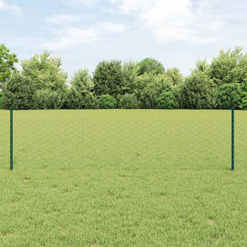 Hexagonal Fence with Post 10 x 0.5 m PVC-Coated Steel Green 10 x 0.4 m – 10 x 1 m 10 x 0.5 m fence (5 cm width mesh)