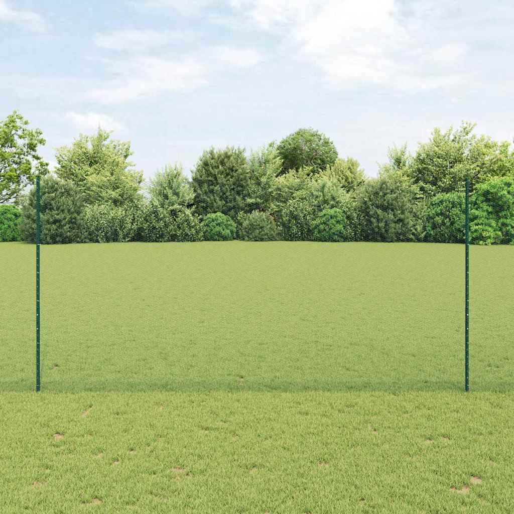 vidaXL Hexagonal Fence with Post 50 x 1.6 m PVC-Coated Steel Green 1