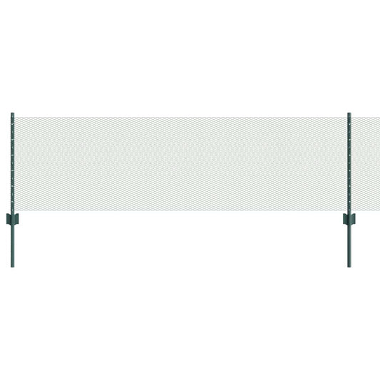 vidaXL Hexagonal Fence with Post 100 x 0.6 m PVC-Coated Steel Green 2