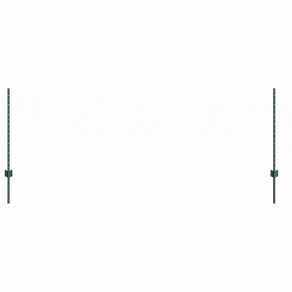 vidaXL Hexagonal Fence with Post 100 x 0.8 m PVC-Coated Steel Green 2