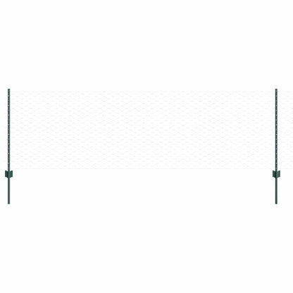 vidaXL Hexagonal Fence with Post 100 x 0.8 m PVC-Coated Steel Green 2