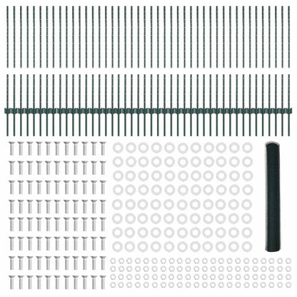 vidaXL Hexagonal Fence with Post 100 x 1 m PVC-Coated Steel Green Mesh 6