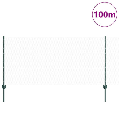vidaXL Hexagonal Fence with Post 100 x 1 m PVC-Coated Steel Green Mesh 3