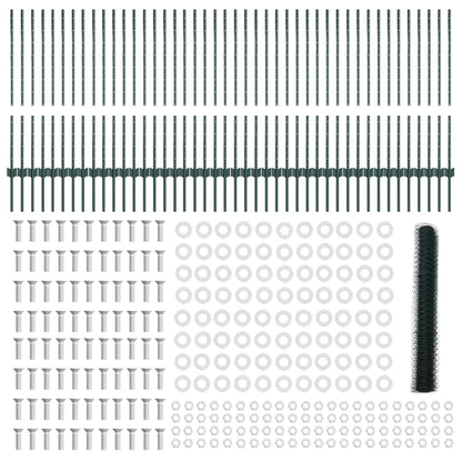 vidaXL Hexagonal Fence with Post 100 x 1 m PVC-Coated Steel Green Mesh 6