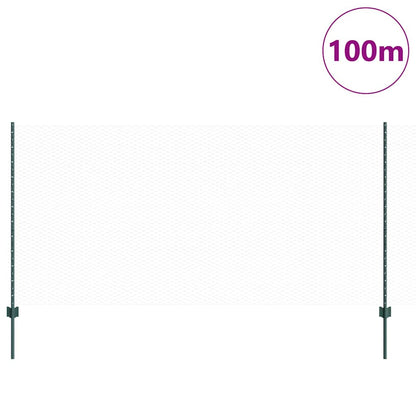 vidaXL Hexagonal Fence with Post 100 x 1.2 m PVC-Coated Steel Green 3