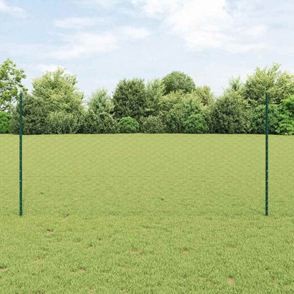 vidaXL Hexagonal Fence with Post 100 x 1.2 m PVC-Coated Steel Green 1