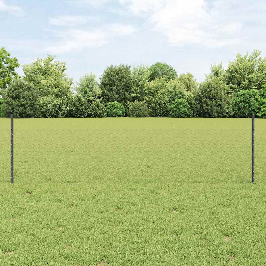 Hexagonal Fence with Post 10 x 1 m PVC-Coated Steel Mesh Grey 10 x 0.4 m – 10 x 1 m 10 x 0.5 m fence (2.5 cm width mesh)