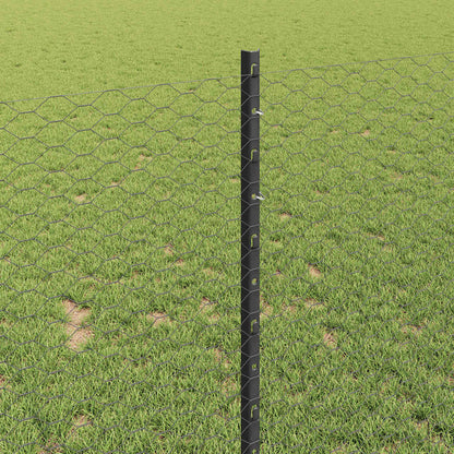 Hexagonal Fence with Post 10 x 1 m PVC-Coated Steel Mesh Grey 10 x 0.4 m – 10 x 1 m 10 x 1 m fence (2.5 cm width mesh)