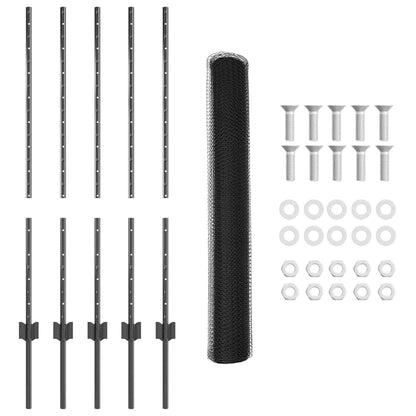 Hexagonal Fence with Post 10 x 1 m PVC-Coated Steel Mesh Grey 10 x 0.4 m – 10 x 1 m 10 x 1 m fence (2.5 cm width mesh)