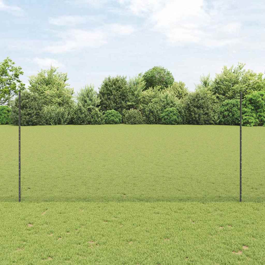 vidaXL Hexagonal Fence with Post 50 x 1.5 m PVC-Coated Steel Grey Mesh 1