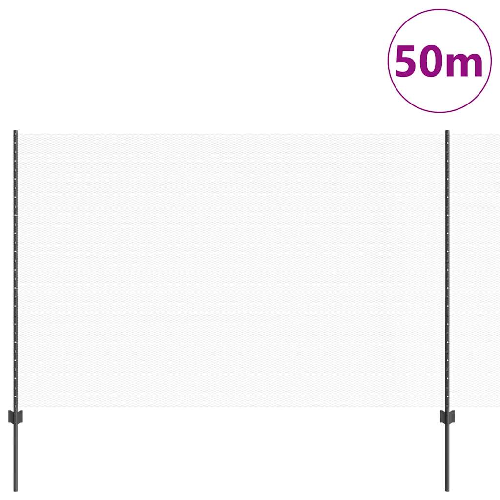 vidaXL Hexagonal Fence with Post 50 x 1.5 m PVC-Coated Steel Grey Mesh 3