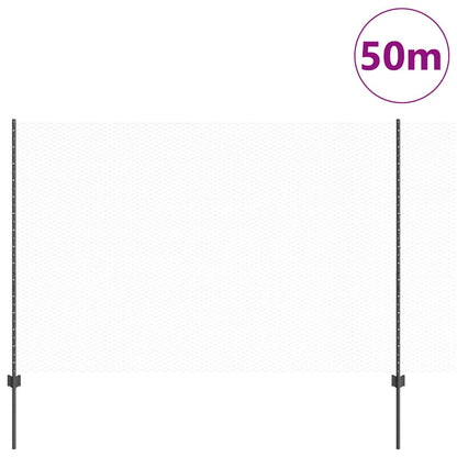 vidaXL Hexagonal Fence with Post 50 x 1.6 m PVC-Coated Steel Grey Mesh 3
