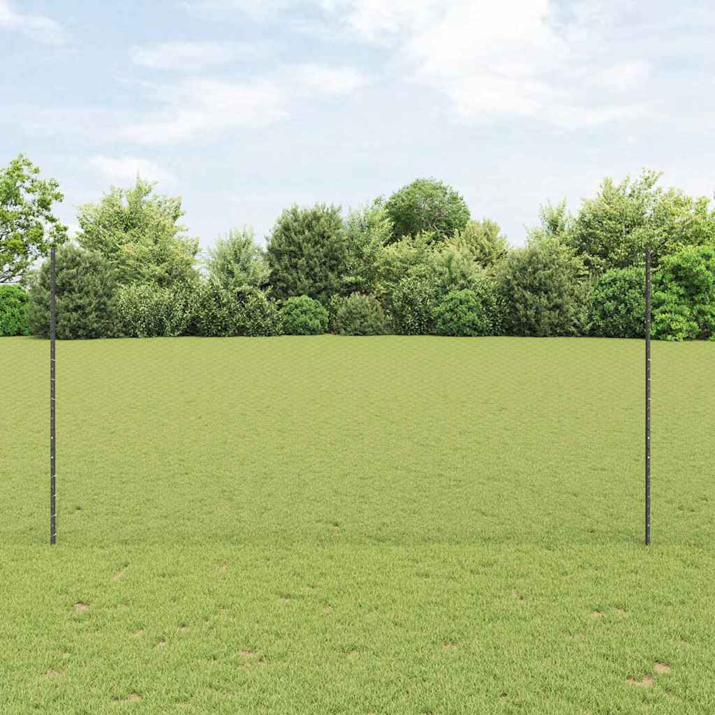 vidaXL Hexagonal Fence with Post 50 x 1.6 m PVC-Coated Steel Grey Mesh 1