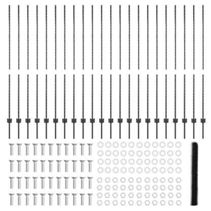 vidaXL Hexagonal Fence with Post 50 x 1.6 m PVC-Coated Steel Grey Mesh 6