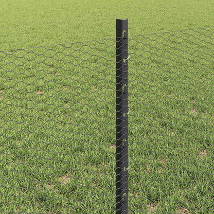 vidaXL Hexagonal Fence with Post 100 x 0.6 m PVC-Coated Steel Grey 4