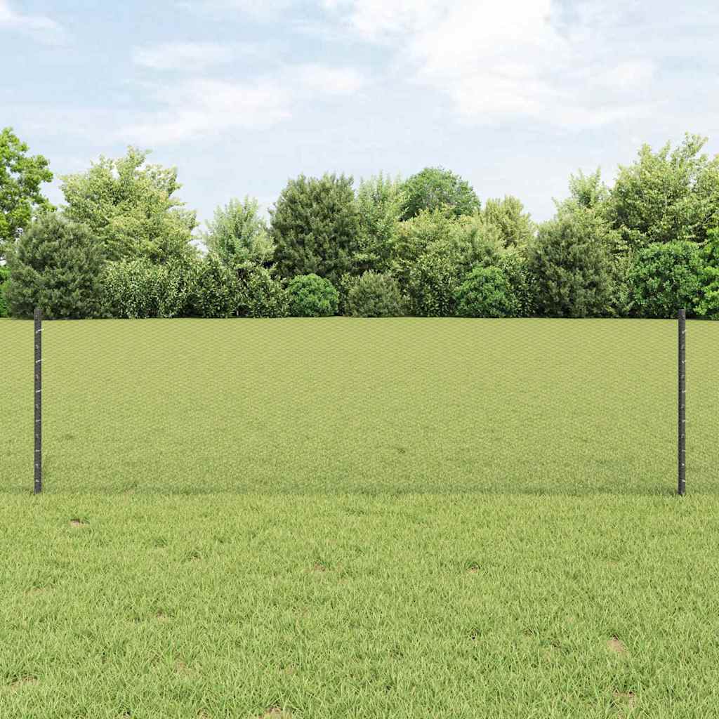 vidaXL Hexagonal Fence with Post 100 x 0.6 m PVC-Coated Steel Grey 1