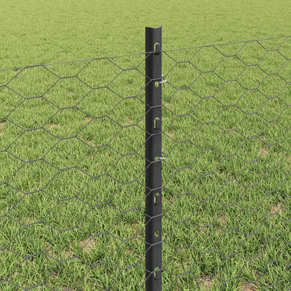 vidaXL Hexagonal Fence with Post 100 x 0.6 m PVC-Coated Steel Grey 4