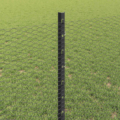 vidaXL Hexagonal Fence with Post 100 x 0.8 m PVC-Coated Steel Grey 4
