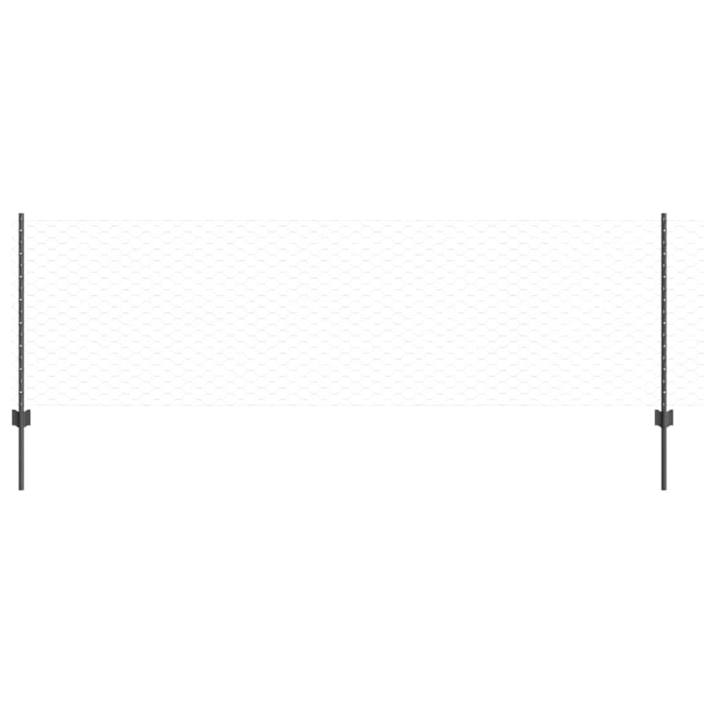 vidaXL Hexagonal Fence with Post 100 x 0.8 m PVC-Coated Steel Grey 2