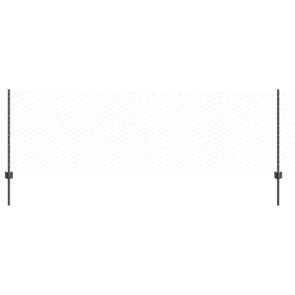 vidaXL Hexagonal Fence with Post 100 x 0.8 m PVC-Coated Steel Grey 2