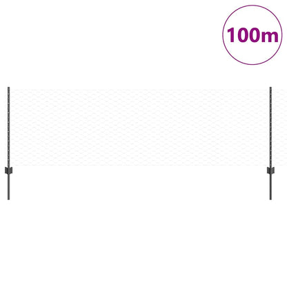 vidaXL Hexagonal Fence with Post 100 x 0.8 m PVC-Coated Steel Grey 3