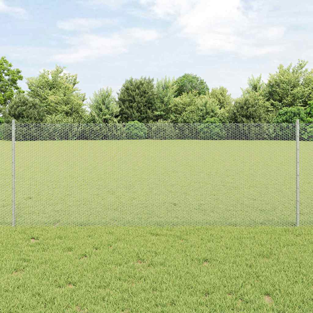 Hexagonal Fence with Post 10 x 0.5 m Silver Galvanised Steel 10 x 0.5 m – 10 x 1.2 m 10 x 0.8 m fence (1.3 cm width mesh)