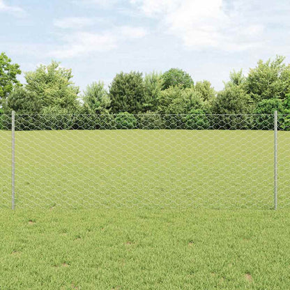 Hexagonal Fence with Post 10 x 0.5 m Silver Galvanised Steel 10 x 0.5 m – 10 x 1.2 m 10 x 0.8 m fence (5 cm width mesh)