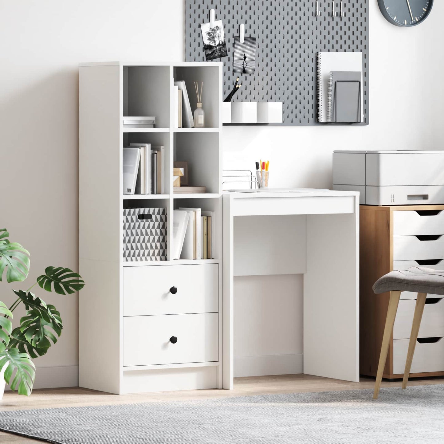 vidaXL Desk White 105.5 x 34 x 127 cm 2 pcs 1