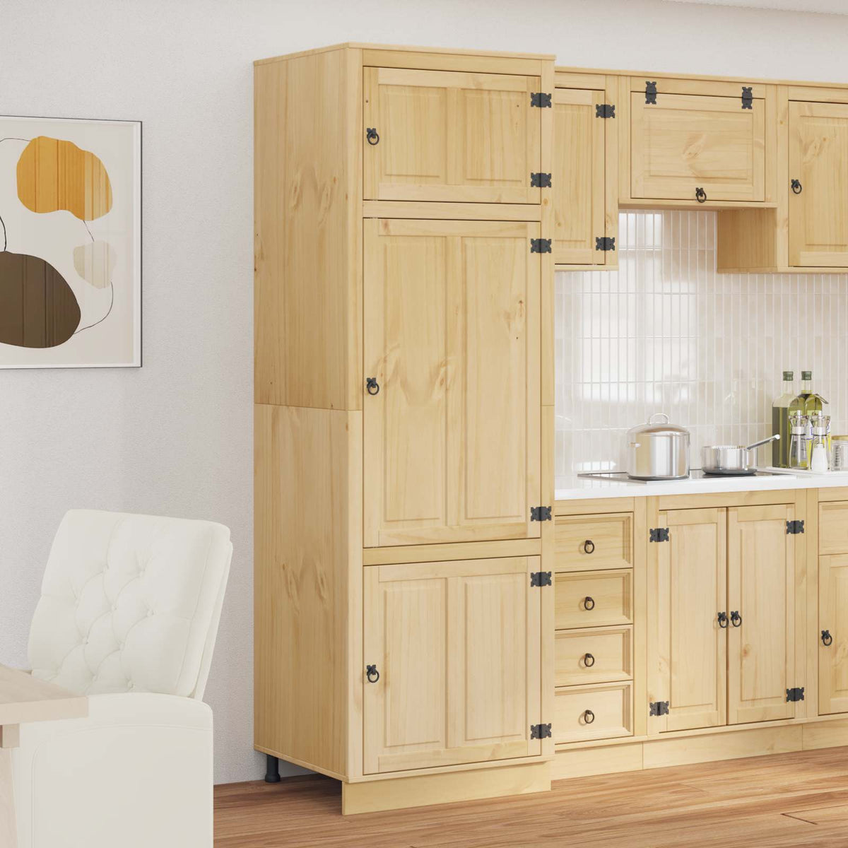 vidaXL Cabinet SKI Honey Brown 66 x 58 x 207 cm Solid Pine Wood 1